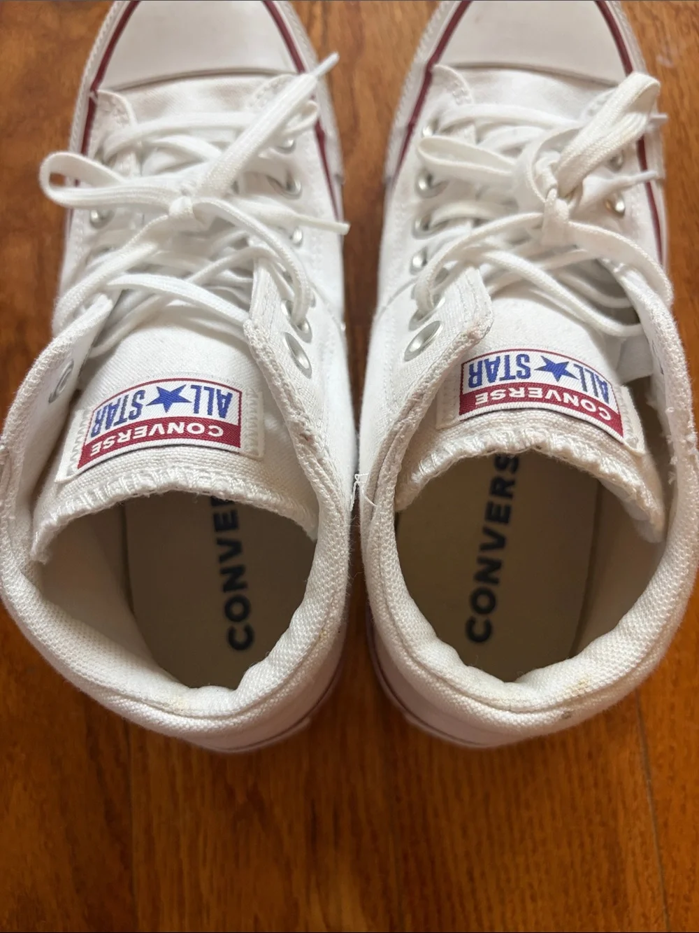 Converse Chuck Taylor All-Star White High Top Sneakers with Red Trim